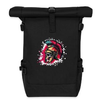 Spartaner Totenkopf Gladiator - Rolltop Rucksack - Schwarz - Vorne