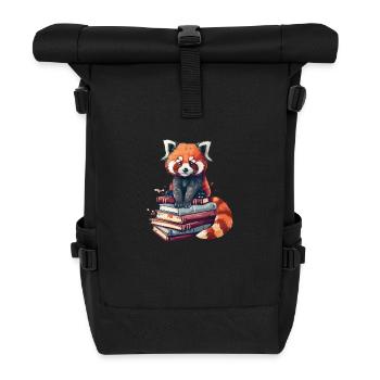 Little Panda Books Bookworm Red Panda - Roll Top Backpack - black - Front