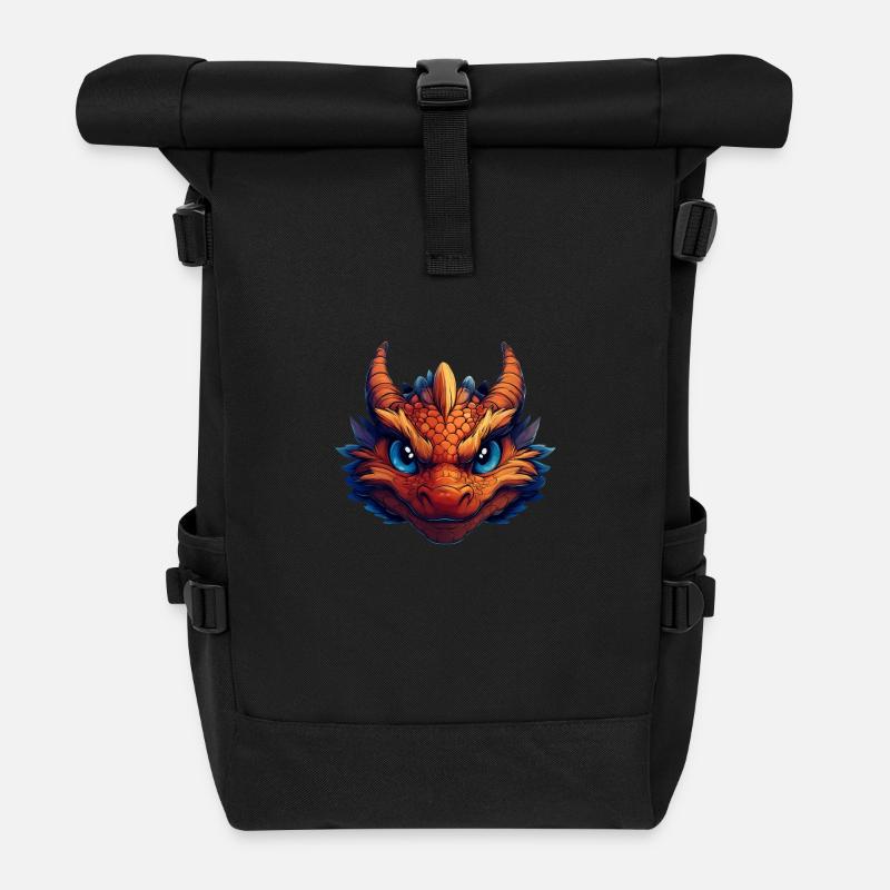 Dragon's Face - Roll Top Backpack - black
