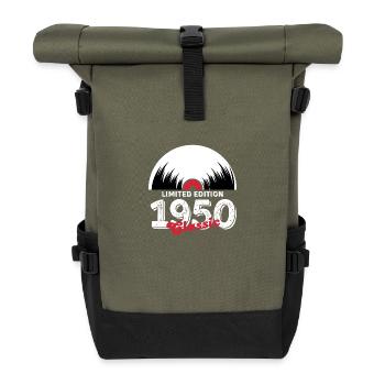 Limitierte Auflage 1950 Klassisches Vinyl - Rolltop Rucksack - Olive/Schwarz - Vorne