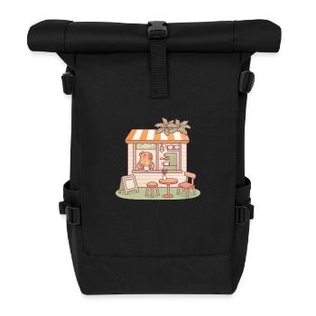 Café Barista Capybara mignon - Sac à dos roll top - noir - Devant