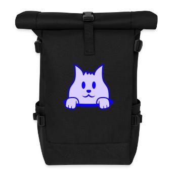 Cat Looks Cute Out Of Floor Hole Happy Smiling - Roll Top Backpack - black - Front