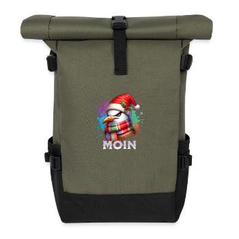 Moin Möwe Weihnachten - Rolltop Rucksack - Olive/Schwarz - Vorne