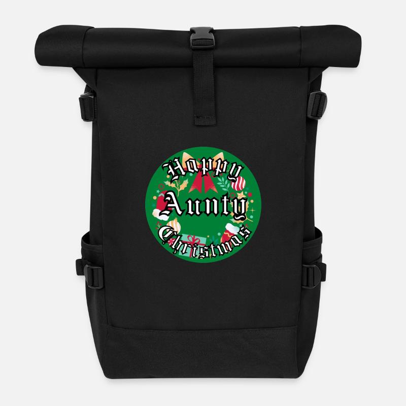 Happy Christmas Aunty - Roll Top Backpack - black