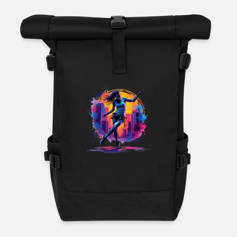 femme hip hop - Sac à dos roll top - noir