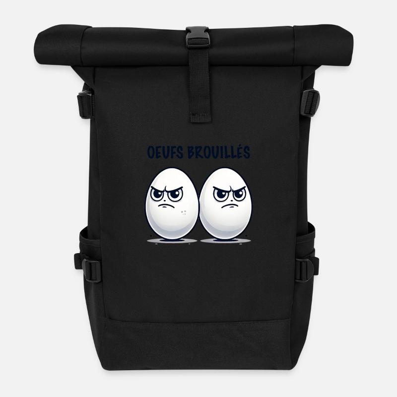 Oeufs brouillés humour - Sac à dos roll top - noir
