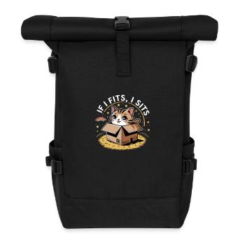 Wenn ich passe, sitze ich - Rolltop Rucksack - Schwarz - Vorne