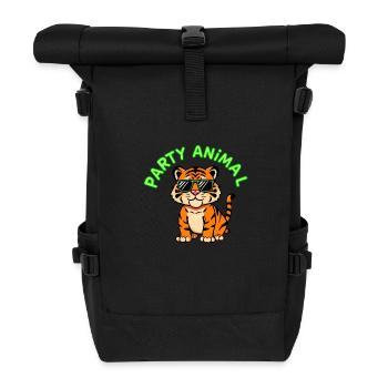 Skurriler Tiger mit Sonnenbrille - Rolltop Rucksack - Schwarz - Vorne