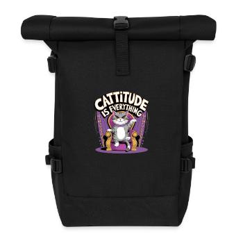 Cattitude is Everything - Roll Top Backpack - black - Front