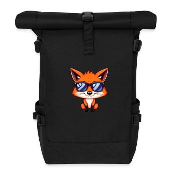 Chill Fox mit Sonnenbrille genießt den Sommertag - Rolltop Rucksack - Schwarz - Vorne
