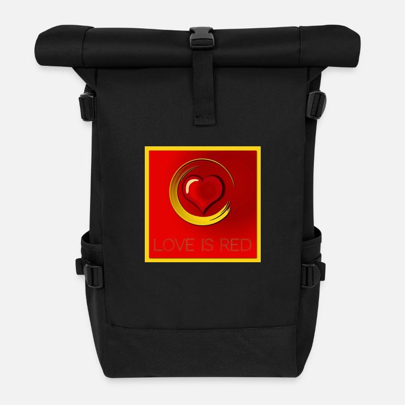 Herz - Love is red - Rolltop Rucksack - Schwarz