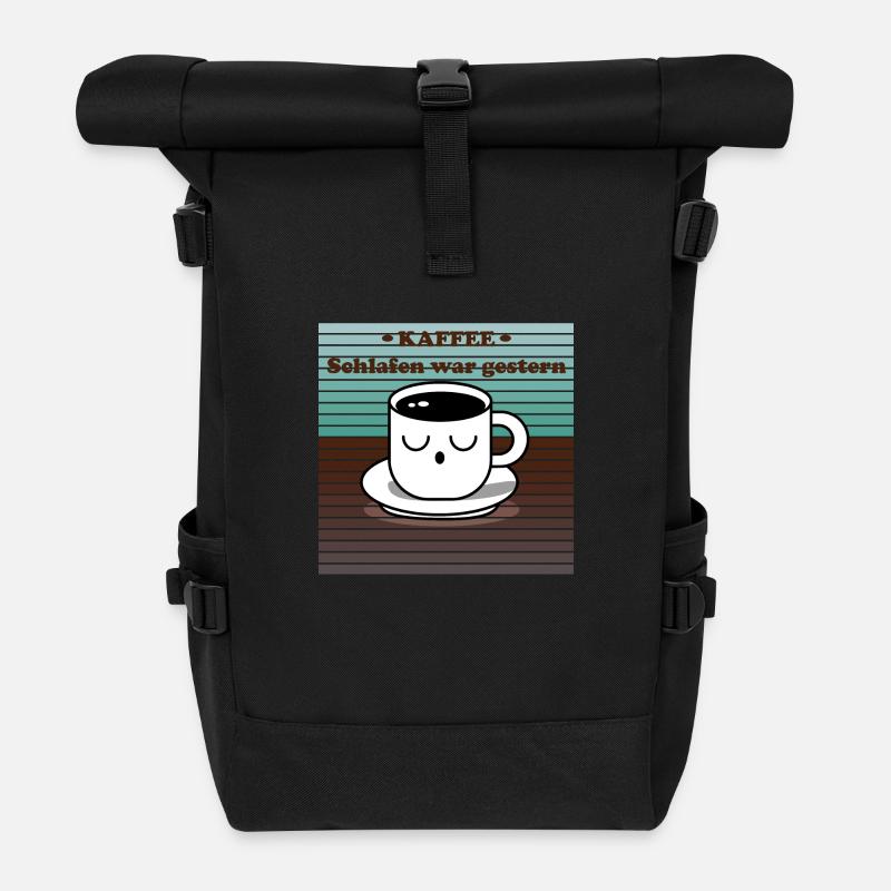 Design "Müde Brühe" - Rolltop Rucksack - Schwarz