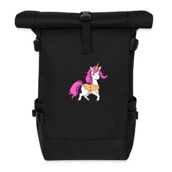 Verspieltes Einhorn in Pink & Gelb - Rolltop Rucksack - Schwarz - Vorne