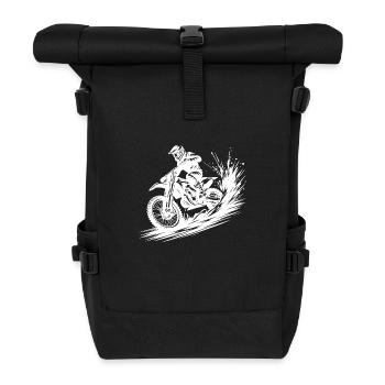 Dynamic motocross illustration Drawing - Roll Top Backpack - black - Front