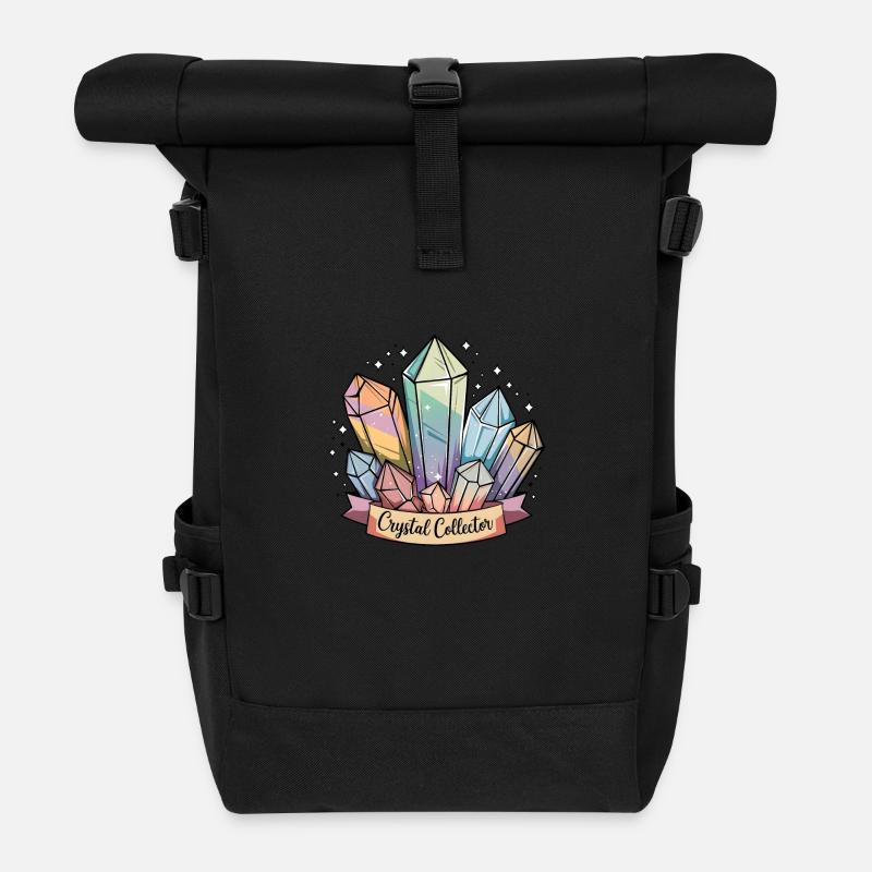 Crystal Collector - Roll Top Backpack - black