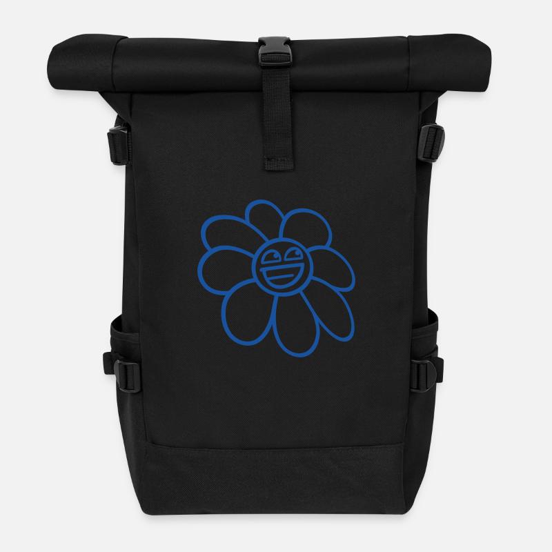 Margerite Frühling Sommer Süßes Lustiges Gesicht - Rolltop Rucksack - Schwarz