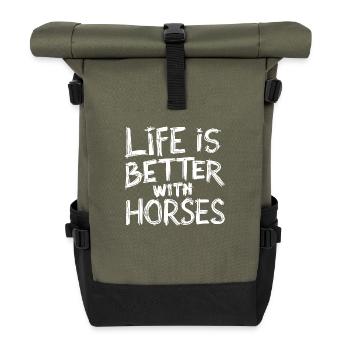 Les chevaux rendent la vie plus belle - Sac à dos roll top - olive/noir - Devant