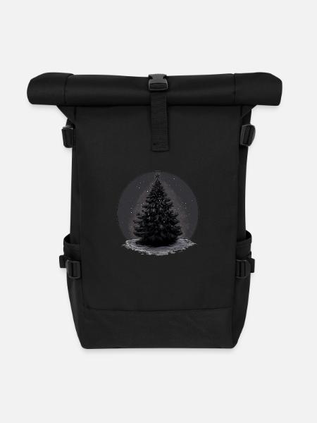 Düsterer Winterzauber: Der geheimnisvolle Baum - Rolltop Rucksack - Schwarz