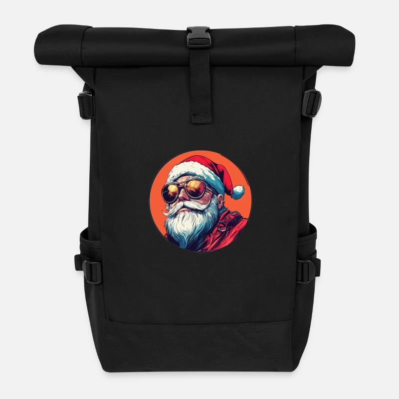 Santa mit Style: Weihnachten in cooler Optik! - Rolltop Rucksack - Schwarz