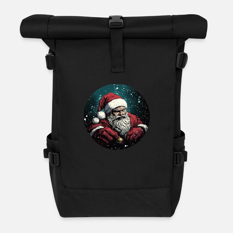 Powerful Santa Claus in a snow flurry - Roll Top Backpack - black