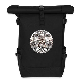 skull circle 1 - Roll Top Backpack - black - Front