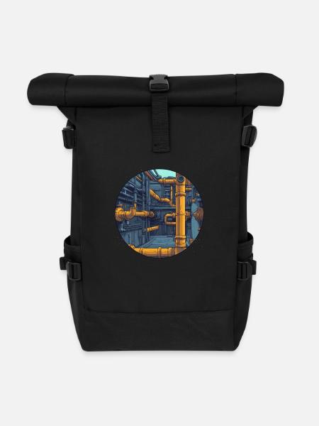 Industrielle Rohrsysteme - Rolltop Rucksack - Schwarz