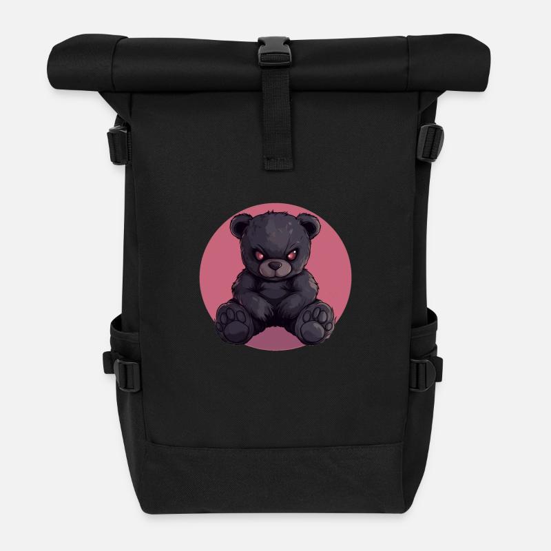 Furchtloser Teddybär: Dunkelheit mit Stil - Rolltop Rucksack - Schwarz