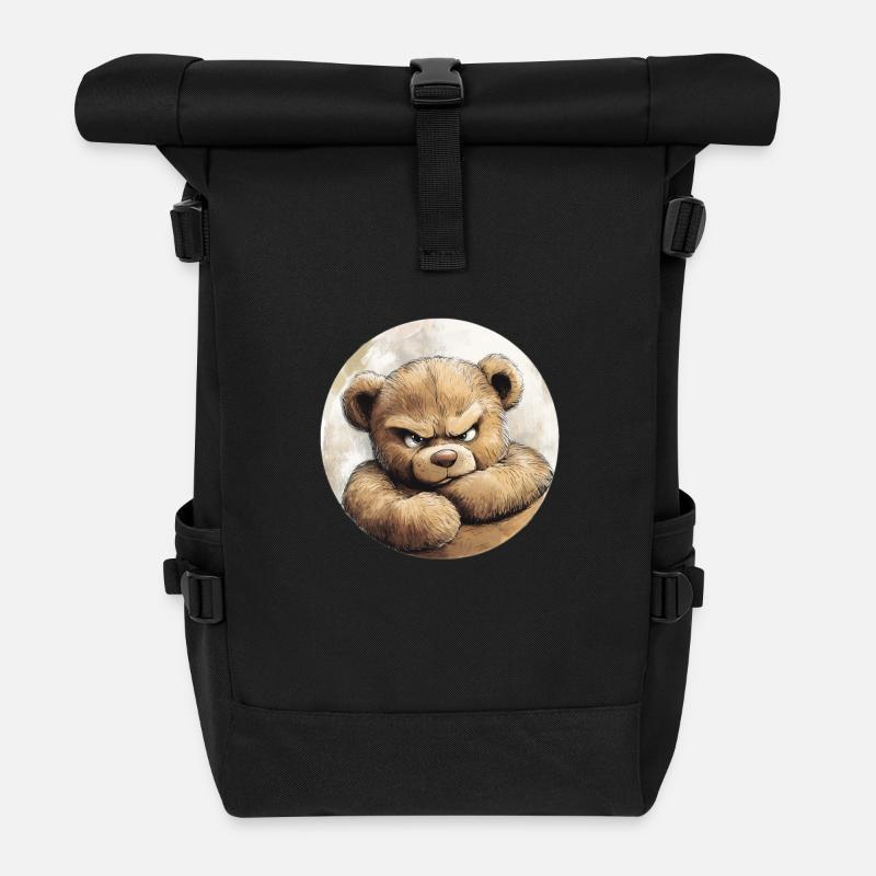 Grummel Teddy: Süß und stur - Rolltop Rucksack - Schwarz