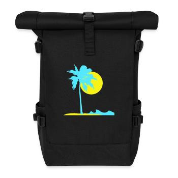 Palme Insel Strand Urlaub Sonne Meer Schön Abend - Rolltop Rucksack - Schwarz - Vorne