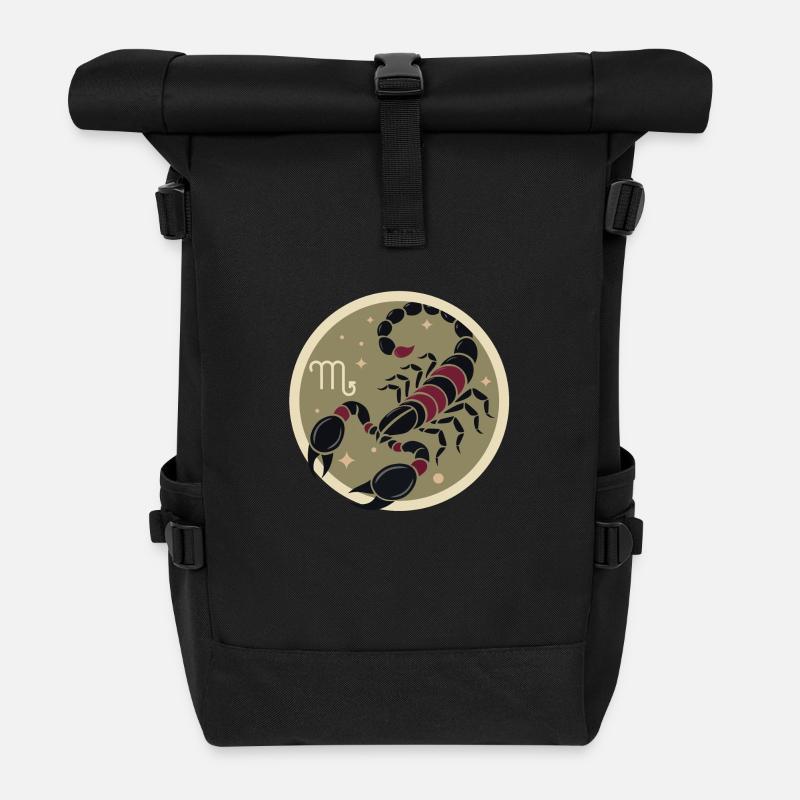 Design "Crimson Sting" - Rolltop Rucksack - Schwarz