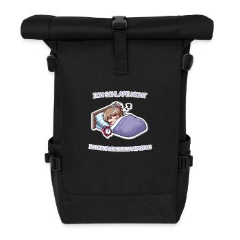 Ich schlafe nicht - ich bin im Energiesparmodus |W - Rolltop Rucksack - Schwarz - Vorne