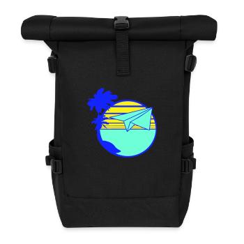 Papierflieger Flieger Flugzeug Fliegen Reisen Cool - Rolltop Rucksack - Schwarz - Vorne
