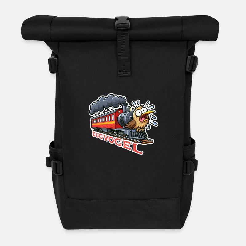 Zugvogel - Witziges Wortspiel im Cartoon Stil - Rolltop Rucksack - Schwarz