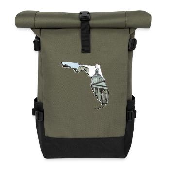 Florida State Capitol in Florida Landkarte - Rolltop Rucksack - Olive/Schwarz - Vorne