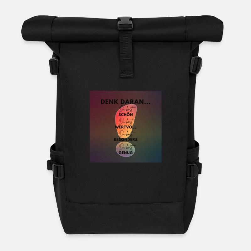DU bist genug - Rolltop Rucksack - Schwarz