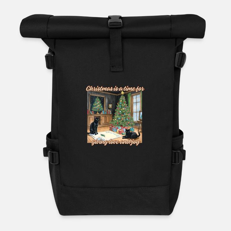 Weihnachtskatzen - Rolltop Rucksack - Schwarz