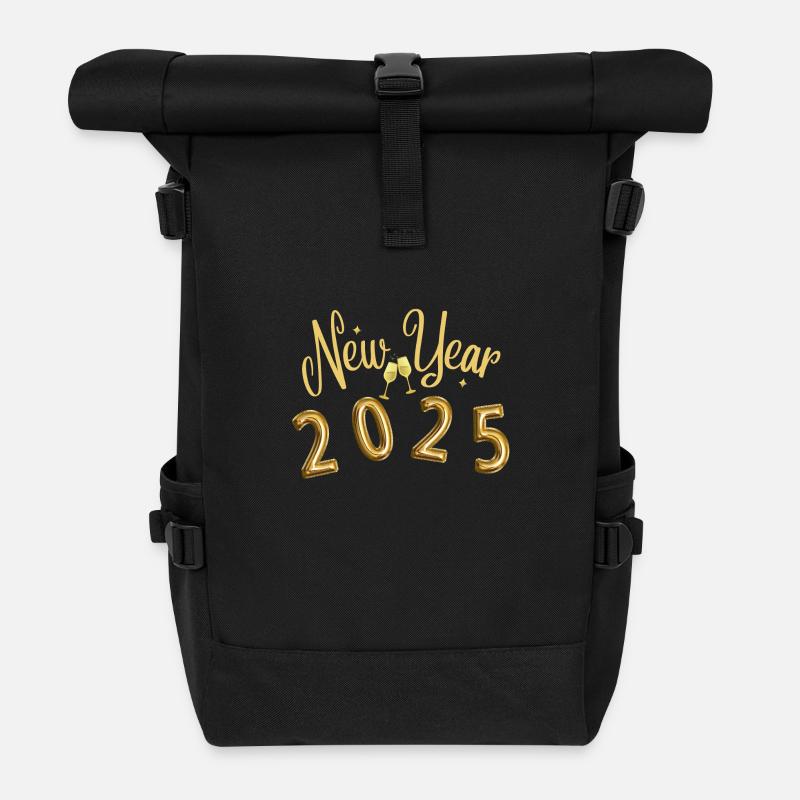 New Year 2025 Cheers - Rolltop Rucksack - Schwarz