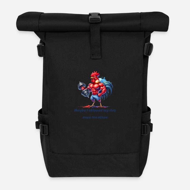 Gym Legday funny saying - Roll Top Backpack - black