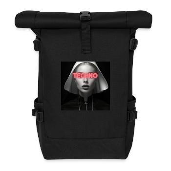 The Techno Nun - Rave Design - Rolltop Rucksack - Schwarz - Vorne