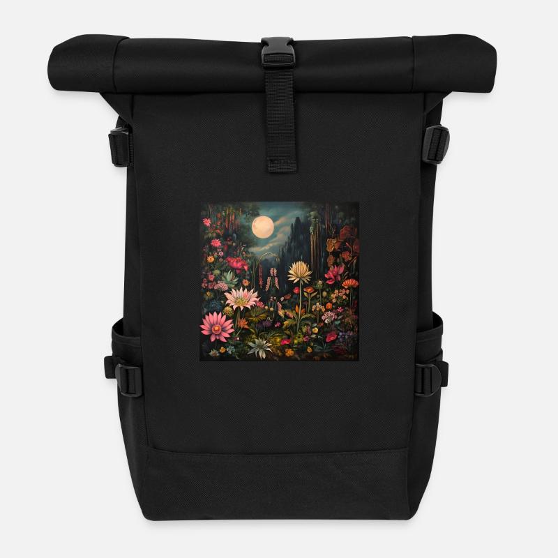 Mega Flora - Roll Top Backpack - black