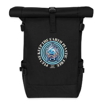Plastikfreie Erde - Rolltop Rucksack - Schwarz - Vorne