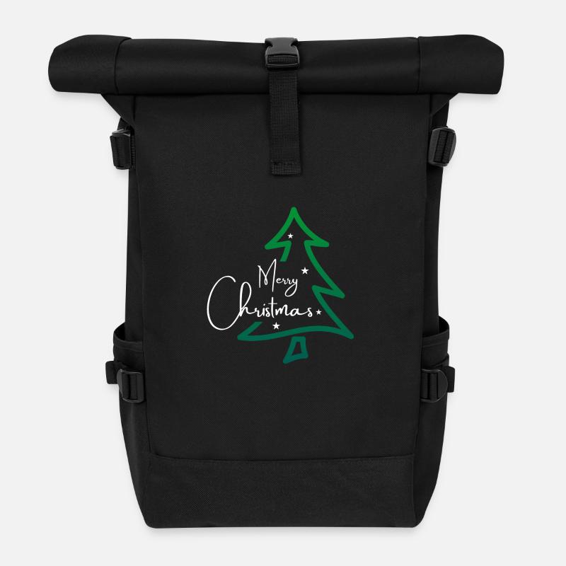 Merry Christmas Tree - Rolltop Rucksack - Schwarz