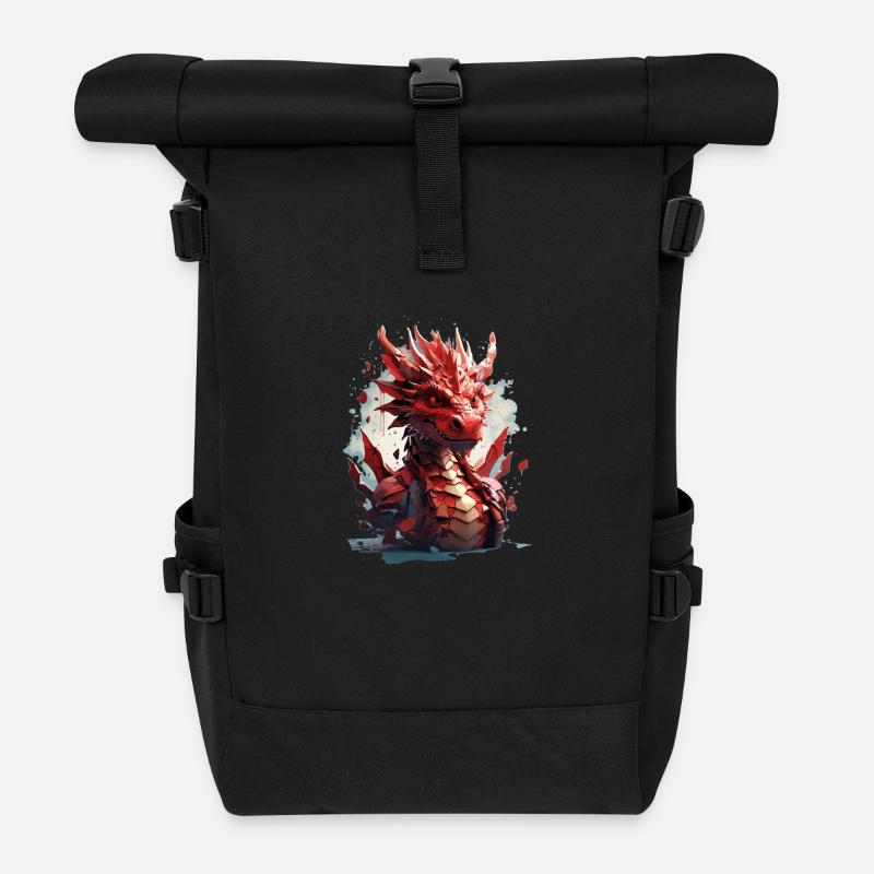 Drache - Rolltop Rucksack - Schwarz