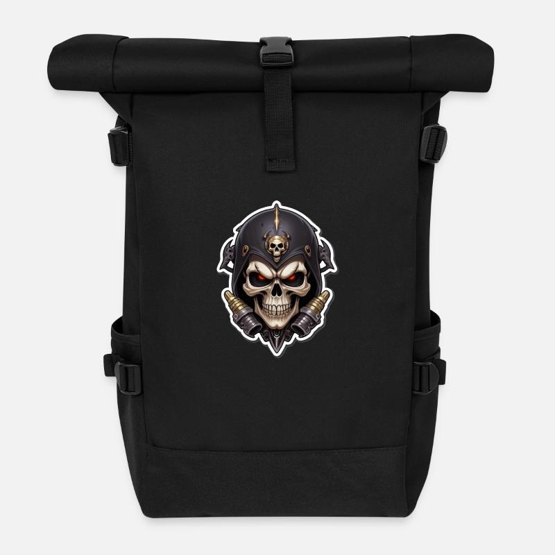 Totenkopf Skull - Rolltop Rucksack - Schwarz
