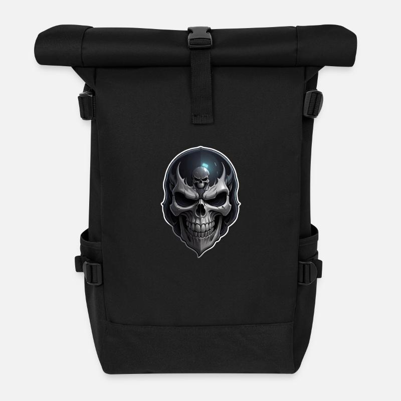 Totenkopf Skull - Rolltop Rucksack - Schwarz