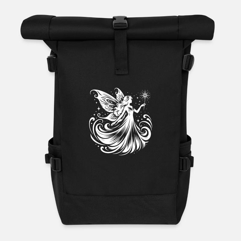 Tänzerische Fee mit glitzerndem Zauberstab - Rolltop Rucksack - Schwarz