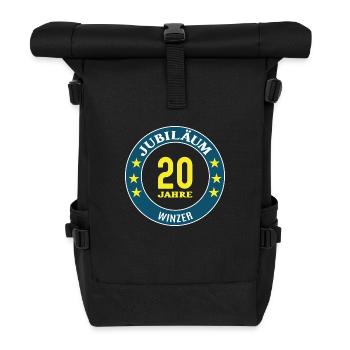 Winzer Jubiläum 20 Jahre 20 jähriges Jubi Weingut - Rolltop Rucksack - Schwarz - Vorne