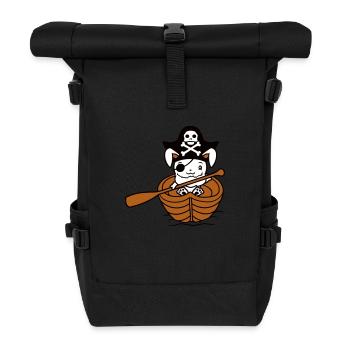 Hase Pirat Paddeln Kaninchen Seeräuber Ruderboot - Rolltop Rucksack - Schwarz - Vorne