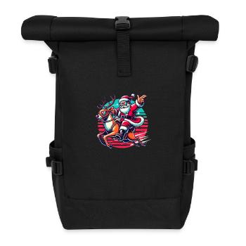Weihnachtsmann reitet auf Rentier Rudolph - Rolltop Rucksack - Schwarz - Vorne