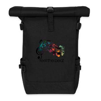 Feel the Beat – Abstrakter Notenschlüssel - Rolltop Rucksack - Schwarz - Vorne